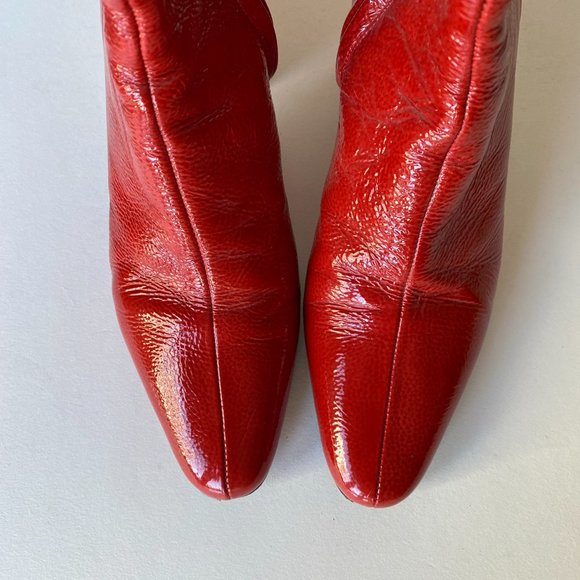 Trademark Red Patent Leather Boots Mira Booties Size 36 6 Gogo - Picture 7 of 8